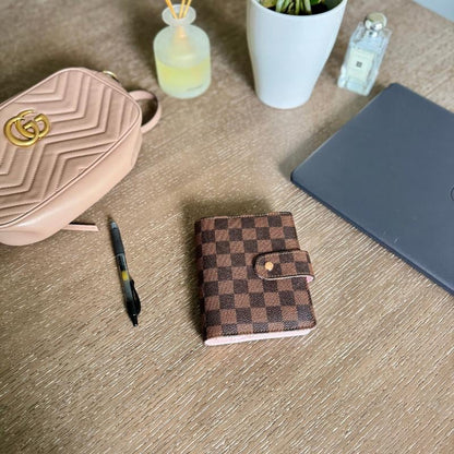 👛Checkered Pocket A7 Budget Mini Binder Wallet Planner Notebook with Money Stuffing Zip Envelopes👛