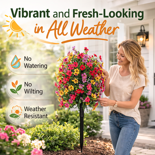 Zorveko 💐No-Fade Outdoor Hanging Flowers🌸☀️– Effortless Beauty 1