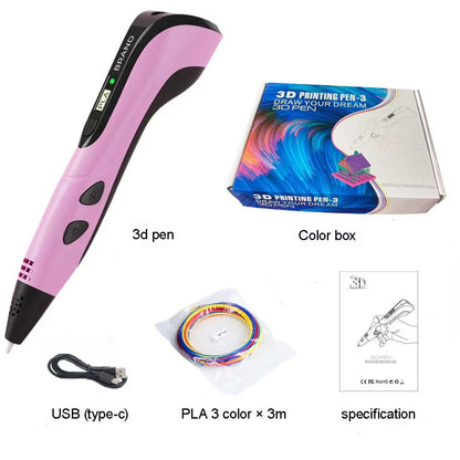 🎨 3D Printing Pen for Kids – Educational DIY Drawing Tool
