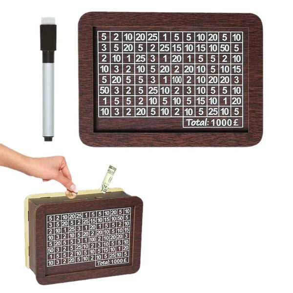 🔥🔥Wooden Lottery Ticket Game Board & Money Box with Counter