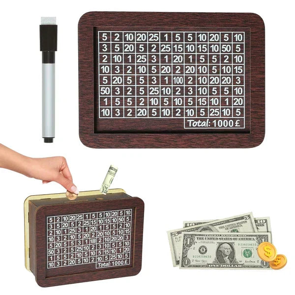 🔥🔥Wooden Lottery Ticket Game Board & Money Box with Counter