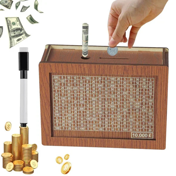 🔥🔥Wooden Lottery Ticket Game Board & Money Box with Counter
