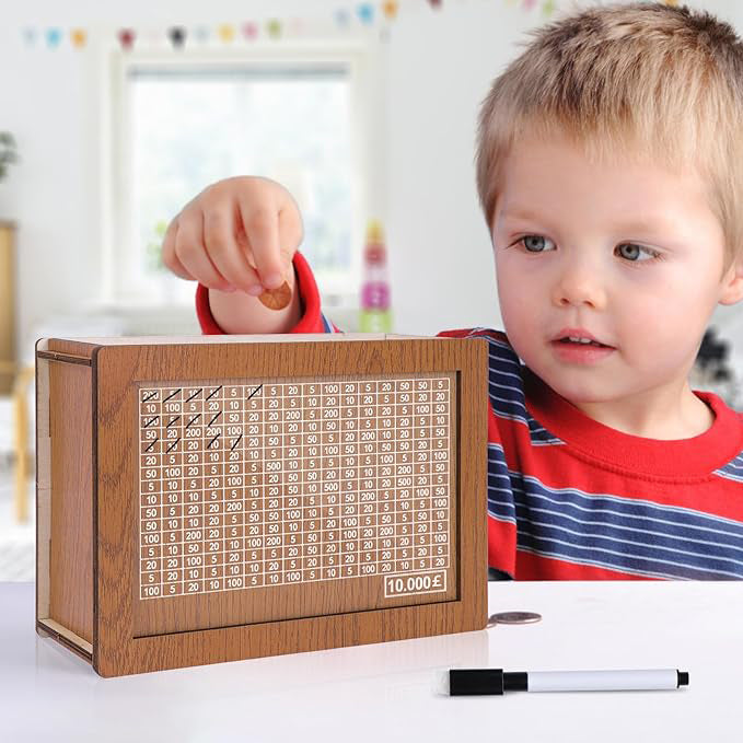 🔥🔥Wooden Lottery Ticket Game Board & Money Box with Counter