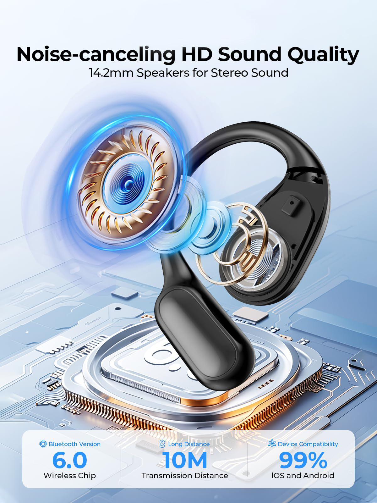 Wireless Bluetooth Earphones – Long Battery, Call & Music, LED Display, AI Translation
