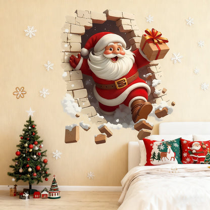 🔥Buy 5 Get 5[10Pcs &💥Free Shipping]Santa Claus Breakthrough Wall Stickers🎄