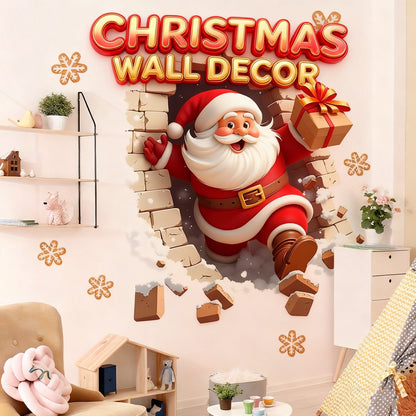 🔥Buy 5 Get 5[10Pcs &💥Free Shipping]Santa Claus Breakthrough Wall Stickers🎄