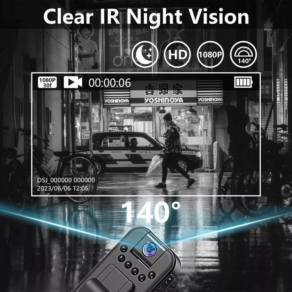 1080P HD Mini Camera with PIR Motion Detection | Portable Body Camera for Security, Travel, and Personal Use