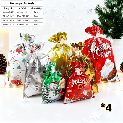 Christmas Cheer Drawstring Gift Bags