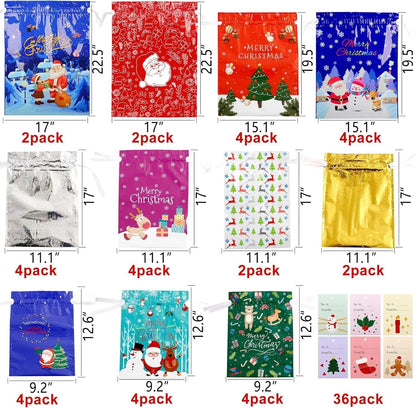 Christmas Cheer Drawstring Gift Bags