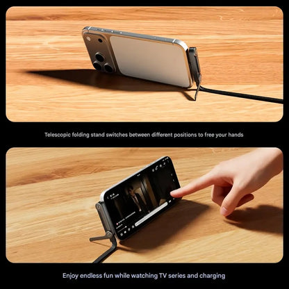 ⚡2-in-1 Invisible Holder Charger Cable – 240W Fast Charging Cord with Built-In Phone Stand