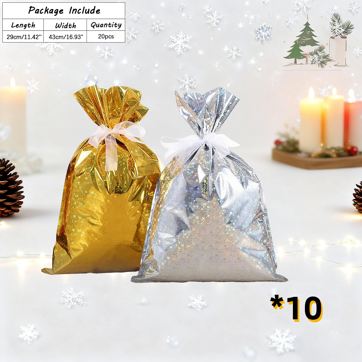 Christmas Cheer Drawstring Gift Bags