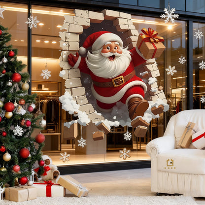🔥Buy 5 Get 5[10Pcs &💥Free Shipping]Santa Claus Breakthrough Wall Stickers🎄