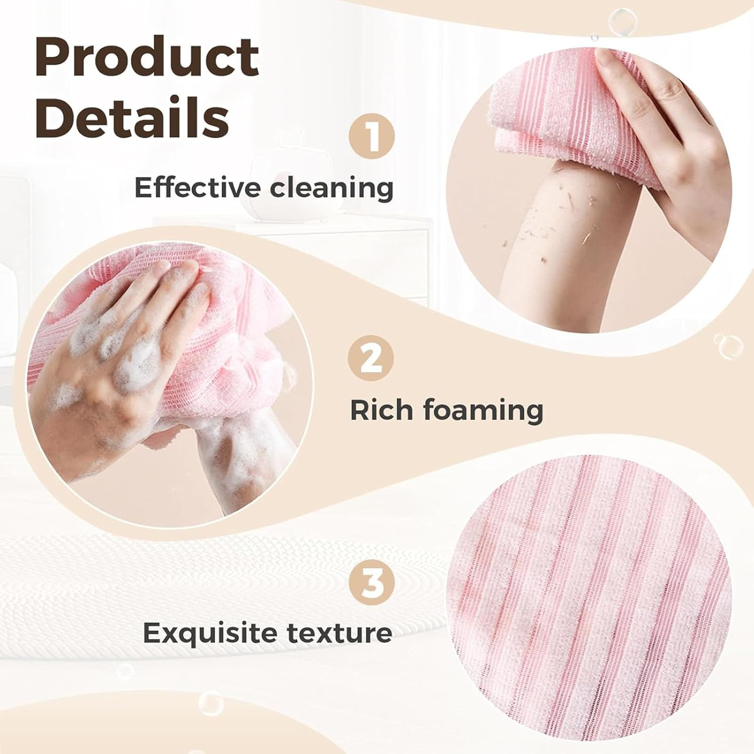 Exfoliating Shower Towels – Soft & Quick-Dry