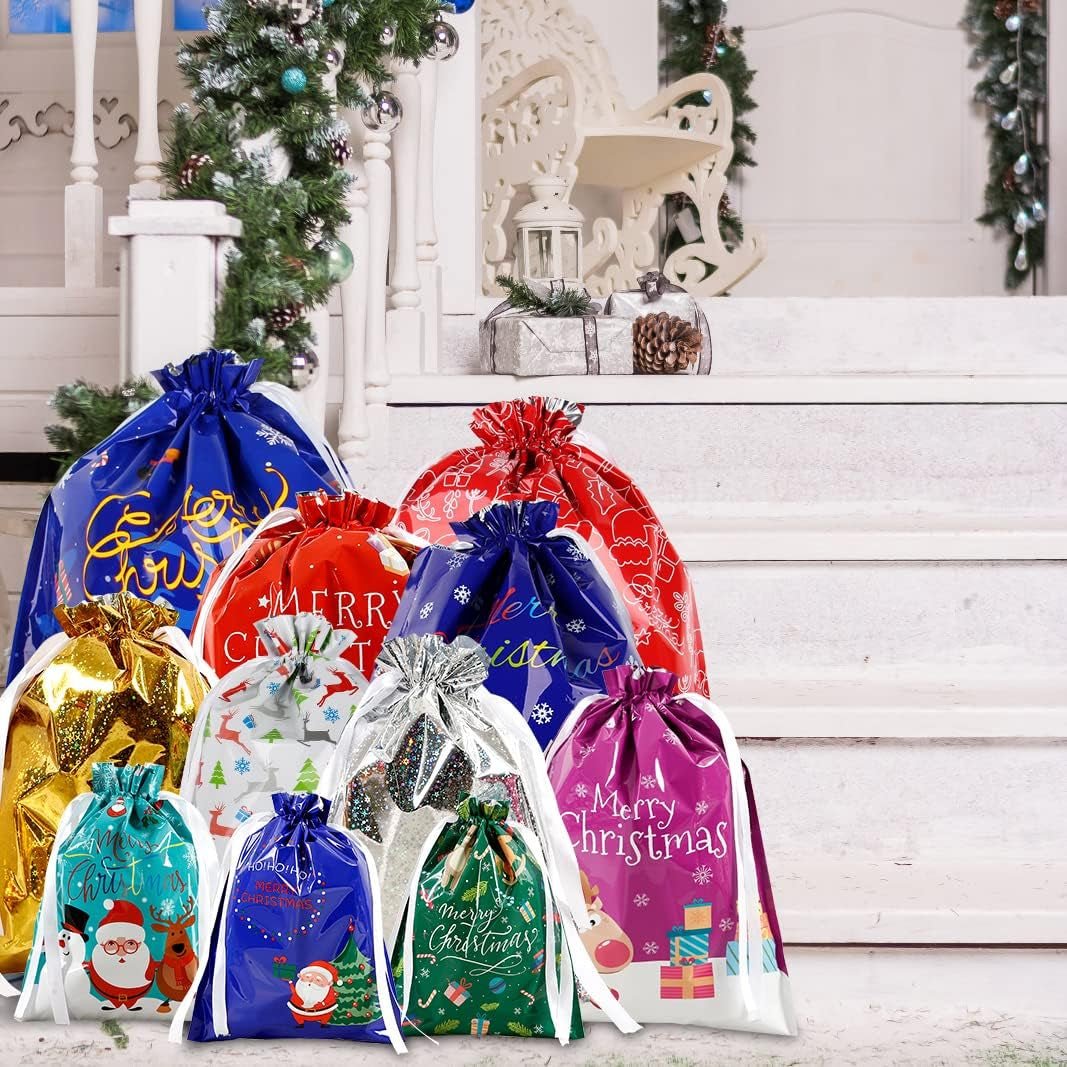 Christmas Cheer Drawstring Gift Bags