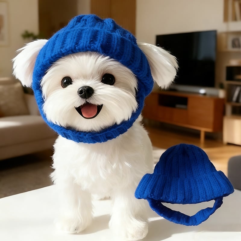 🔥 BUY 2 GET 1 FREE - 🐾Red Wool Knit Dog Beanie with Ear Flaps – Warm Winter Hat