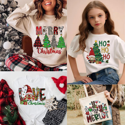 🎄 Christmas Mystery DTF Transfer Bundle 🎅🔥for T-Shirts, Totes & DIY Gifts