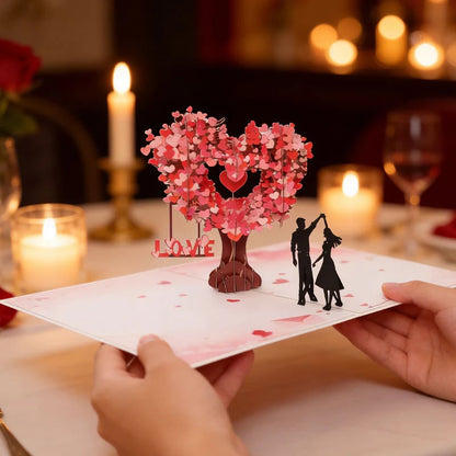 🔥3D Pop-Up Anniversary Card - Romantic Love Tree & Hearts Design💌