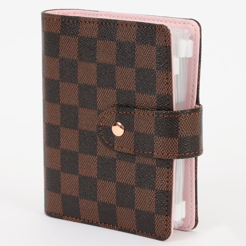 👛Checkered Pocket A7 Budget Mini Binder Wallet Planner Notebook with Money Stuffing Zip Envelopes👛