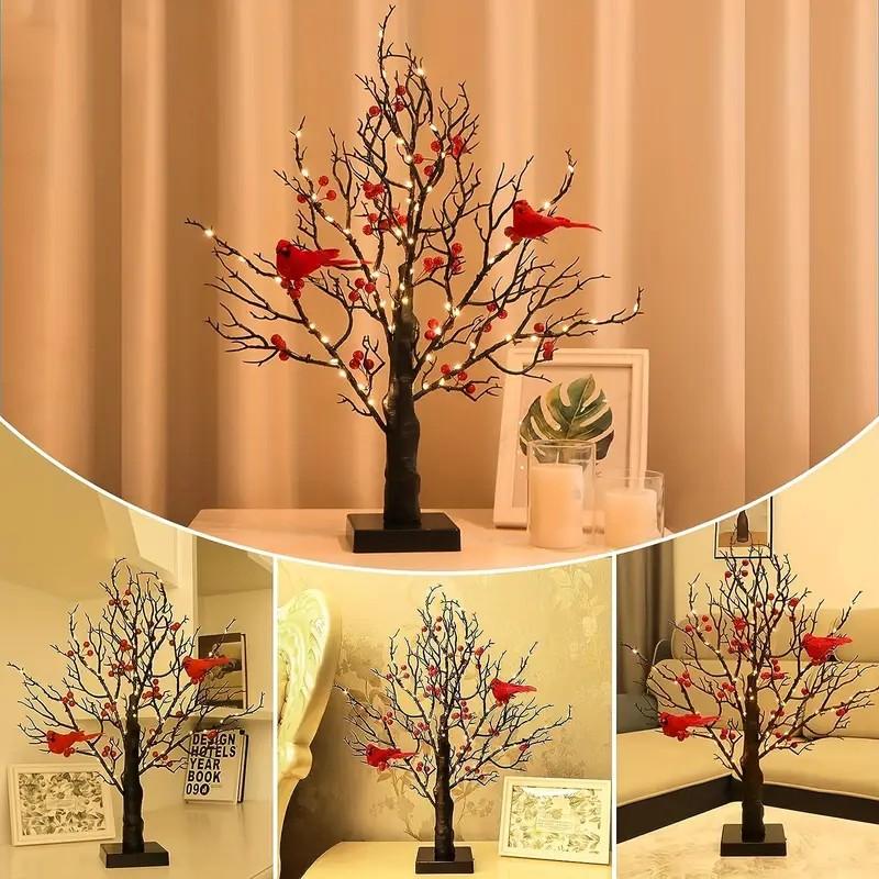 🐦Vintage Glowing Tree with Cardinals