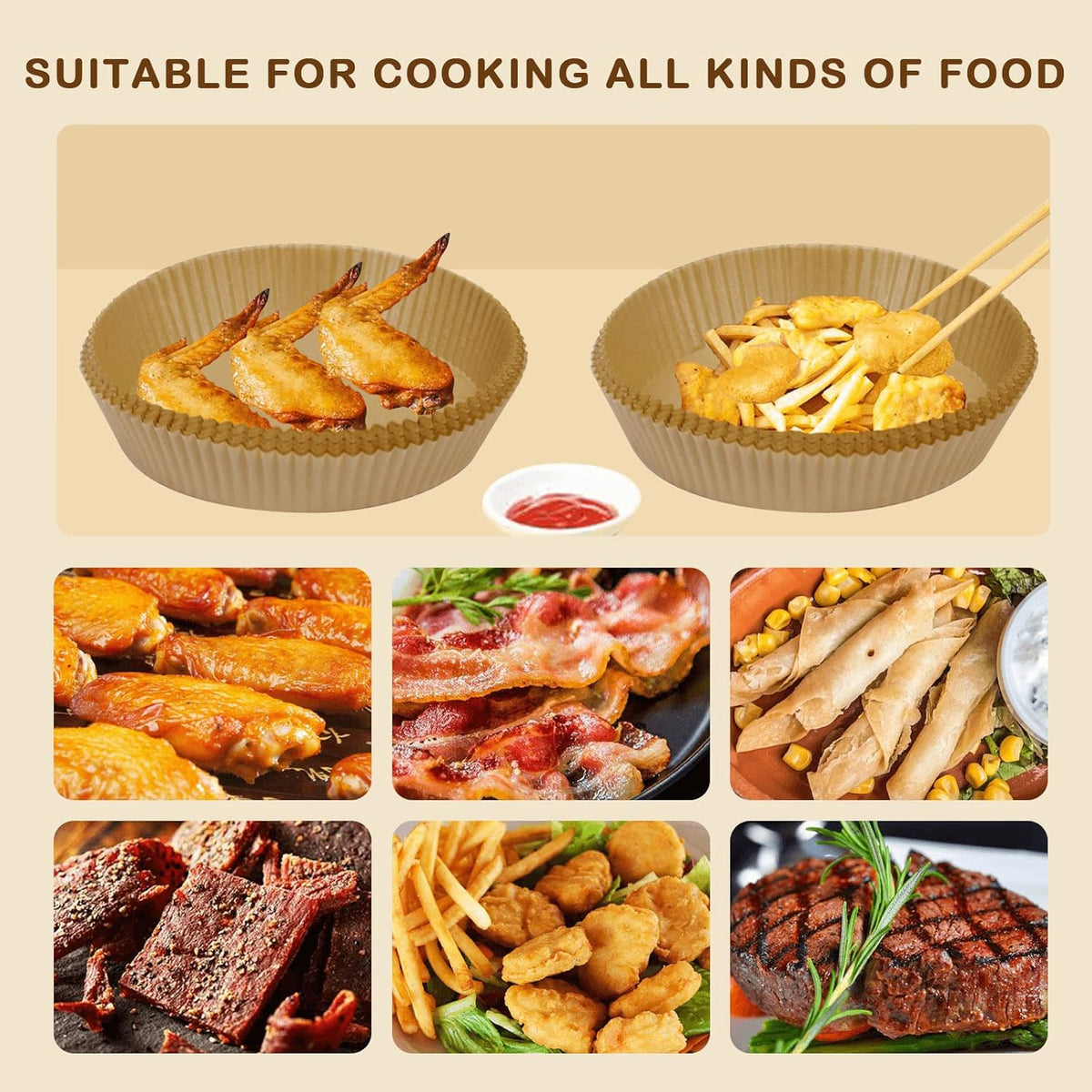🍟 Disposable Round Air Fryer Paper Liners