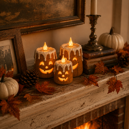 Zorveko 3-Piece Set Cozy Lighted Pumpkin Candles 13