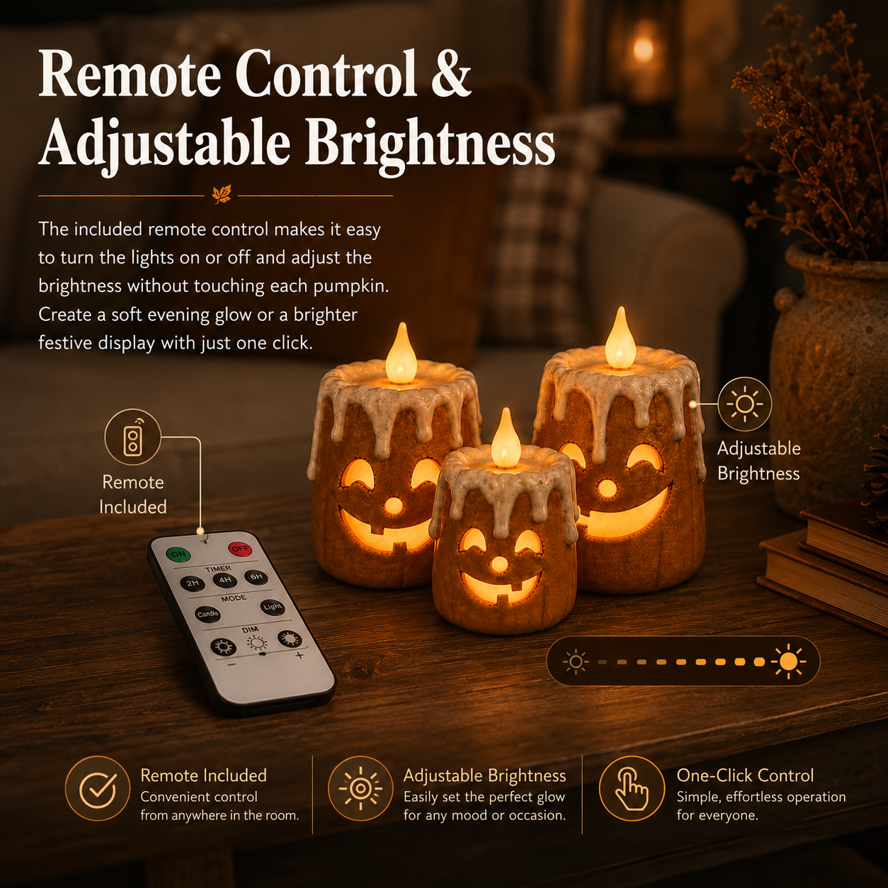 Zorveko 3-Piece Set Cozy Lighted Pumpkin Candles 5