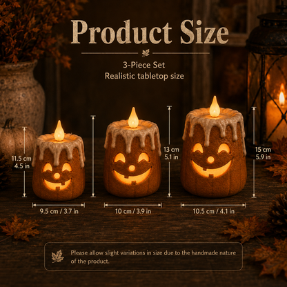 Zorveko 3-Piece Set Cozy Lighted Pumpkin Candles 8