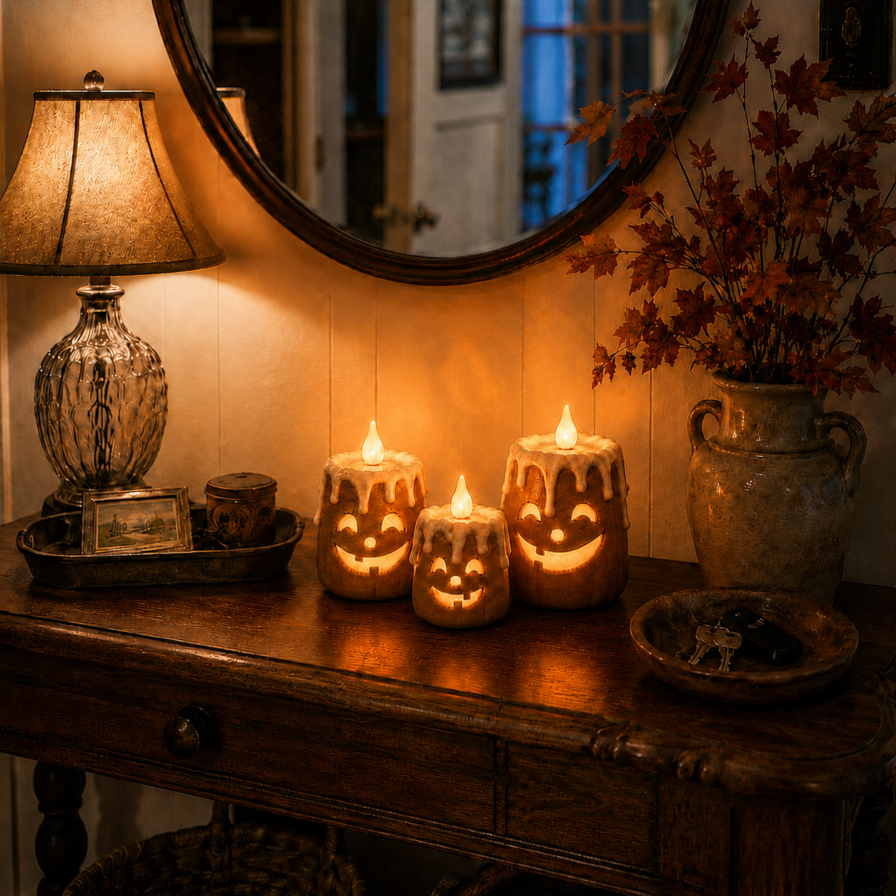 Zorveko 3-Piece Set Cozy Lighted Pumpkin Candles 1