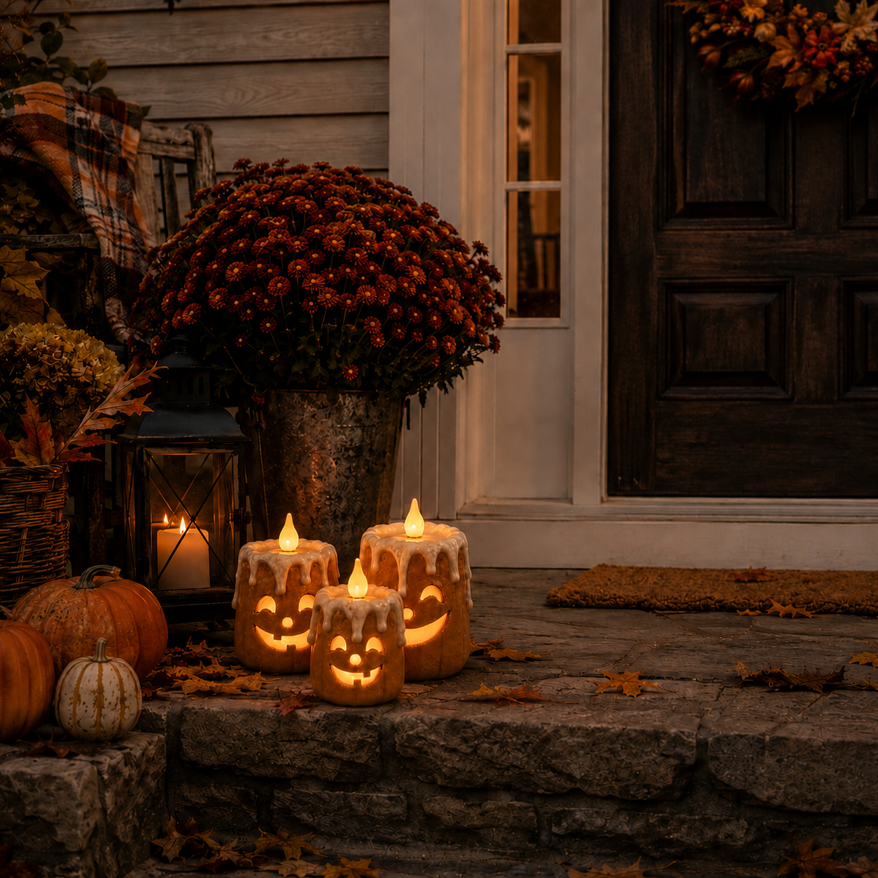 Zorveko 3-Piece Set Cozy Lighted Pumpkin Candles 12
