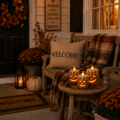 Zorveko 3-Piece Set Cozy Lighted Pumpkin Candles 11