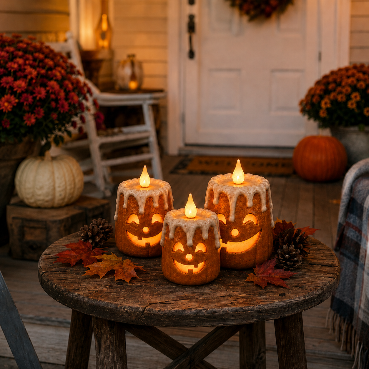 Zorveko 3-Piece Set Cozy Lighted Pumpkin Candles 9