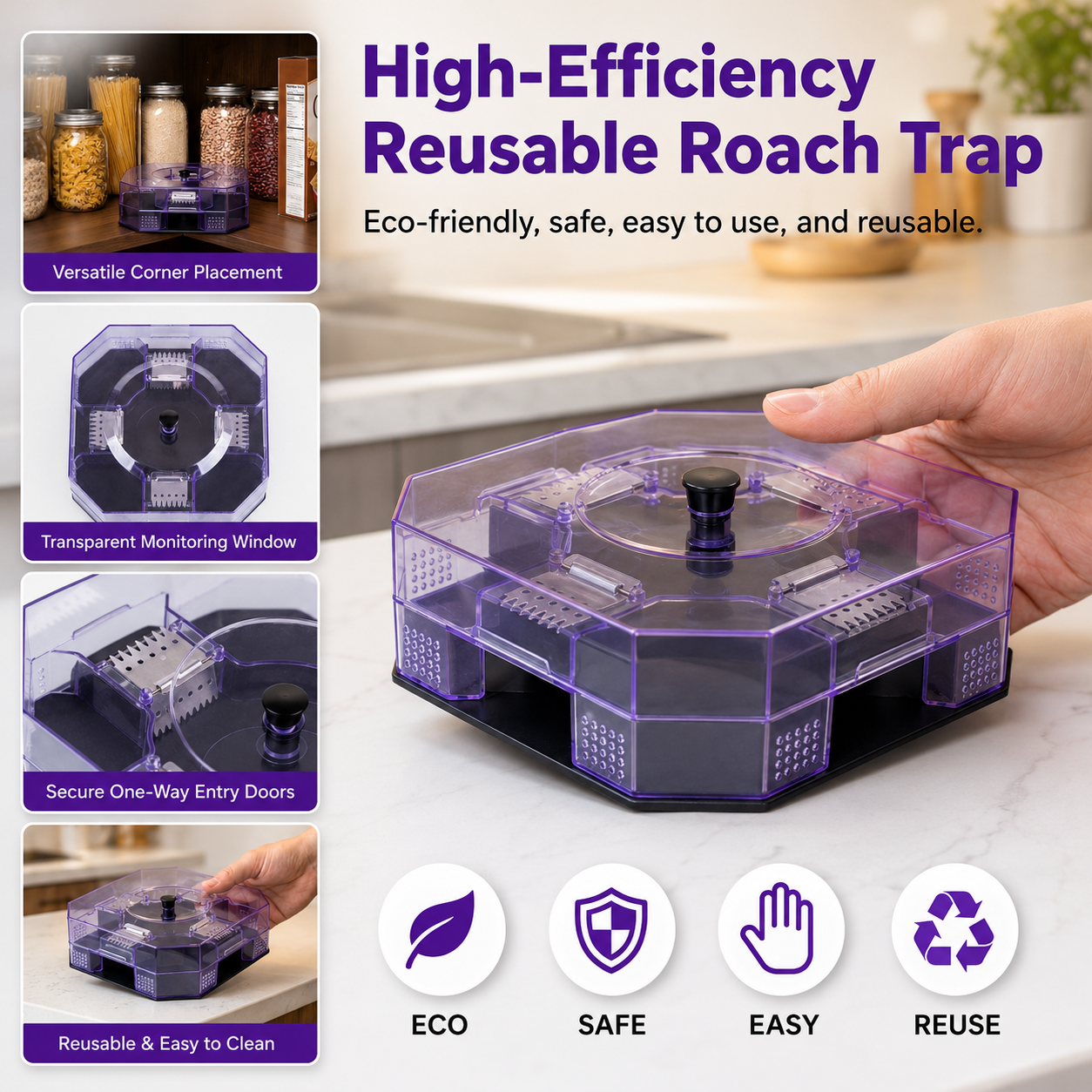 Zorveko Reusable Roach Trap with One-Way Entry Doors 12