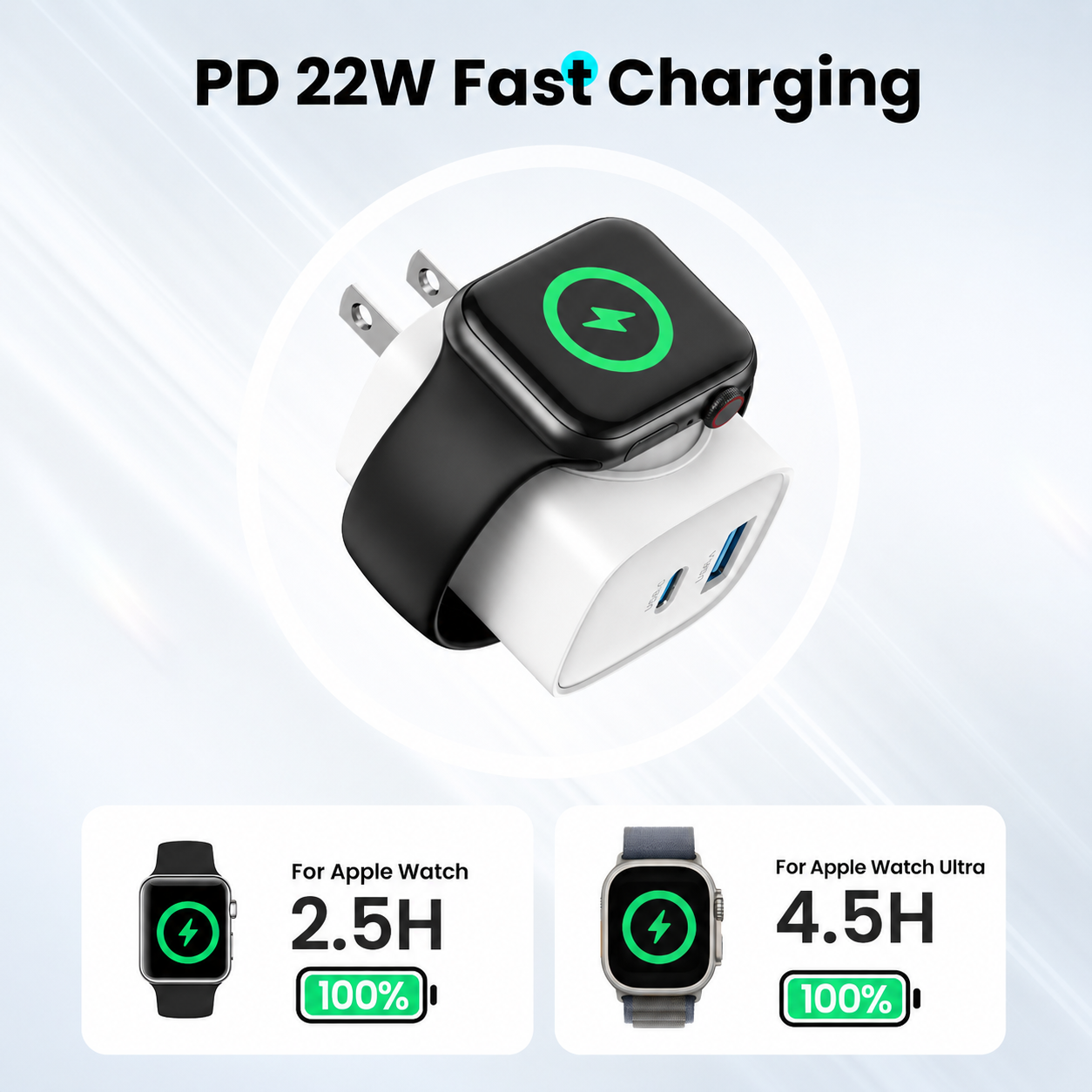 Zorveko 🔋 3-in-1 Magnetic Apple Watch Charger | Fast USB-C Wall Charger 4