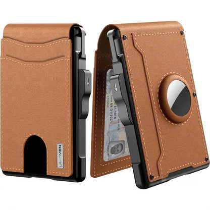 Men's Business Wallet Credit Card Holder Pop Up Smart RFlD Blocking Slim Leather
