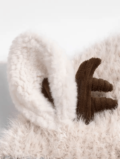 🔥 Warm Fluffy Christmas Reindeer Antler Hat | Cute 2-in-1 Wear