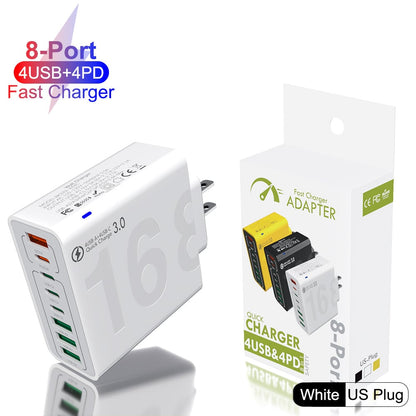 8-Port Smart USB-C & USB-A Fast Charging Hub for Phones & Tablets