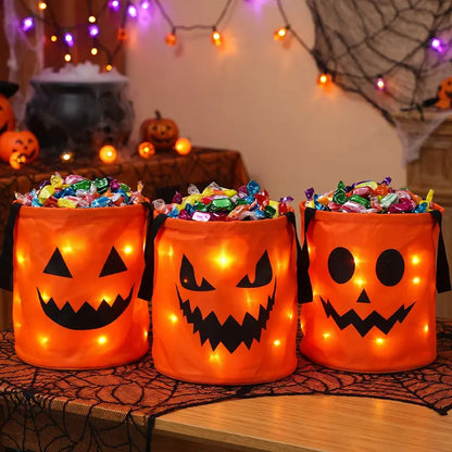 Zorveko 🎃 Light Up the Night! 3-Piece LED Halloween Candy Bucket Set 👻 4