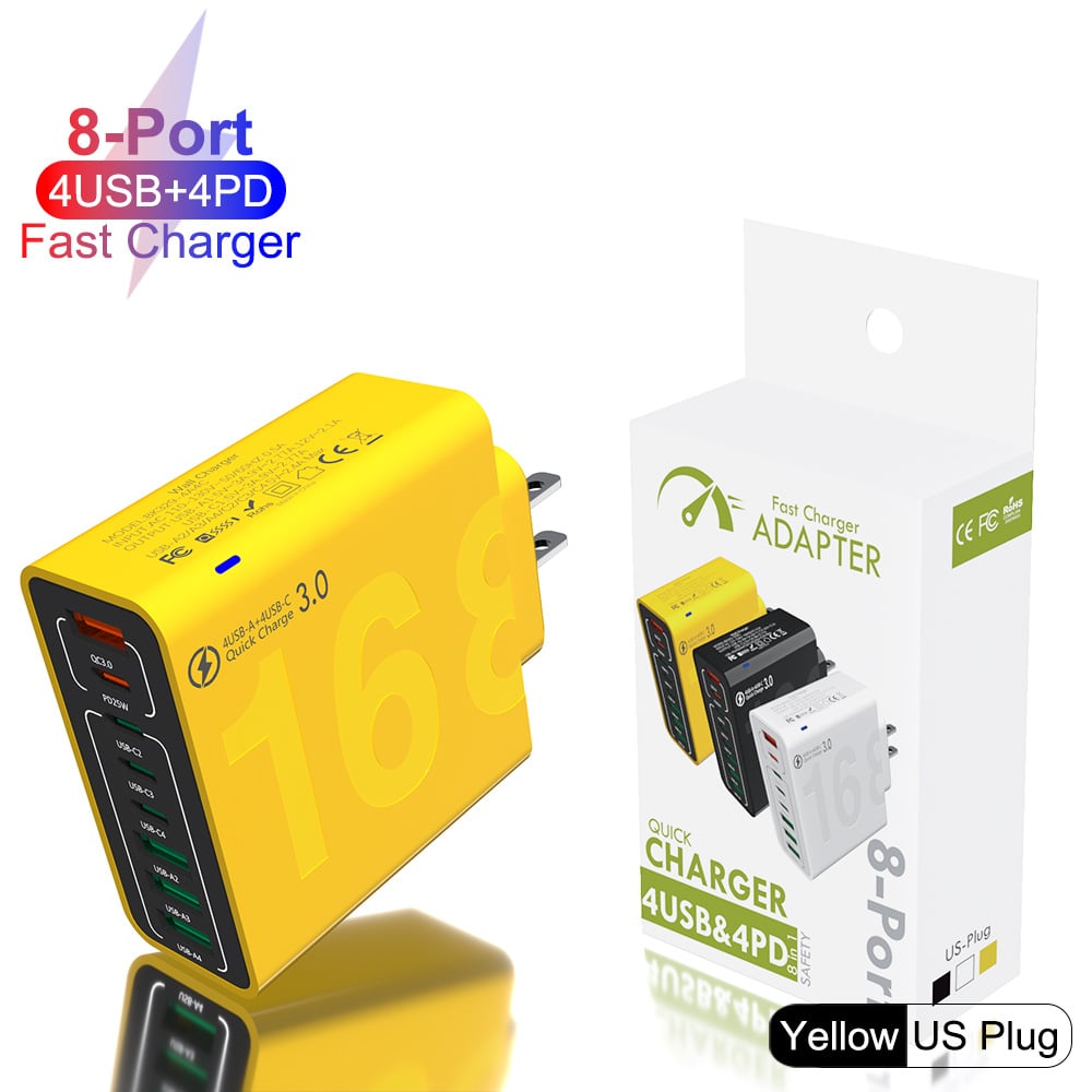 8-Port Smart USB-C & USB-A Fast Charging Hub for Phones & Tablets
