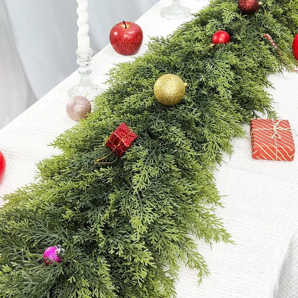 🎅⛄Christmas Artificial Cypress Leaf Vine Wreath🎄(1.8m)