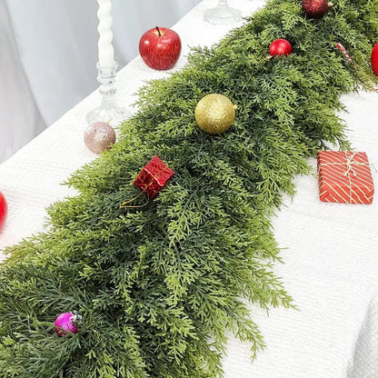 🎅⛄Christmas Artificial Cypress Leaf Vine Wreath🎄(1.8m)