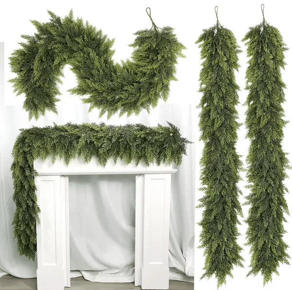 🎅⛄Christmas Artificial Cypress Leaf Vine Wreath🎄(1.8m)