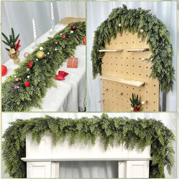 🎅⛄Christmas Artificial Cypress Leaf Vine Wreath🎄(1.8m)