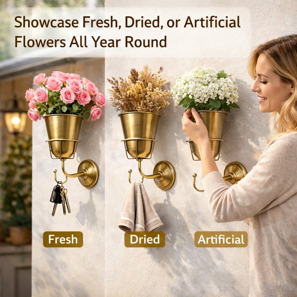 🌸 Wall-Mounted Flower Vase with Hook
