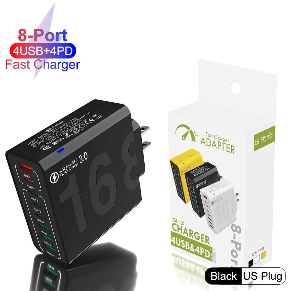 8-Port Smart USB-C & USB-A Fast Charging Hub for Phones & Tablets