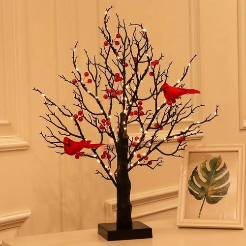 🐦Vintage Glowing Tree with Cardinals