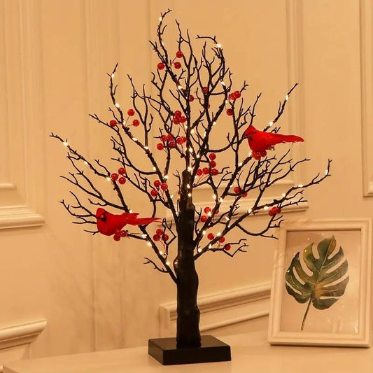 🐦Vintage Glowing Tree with Cardinals