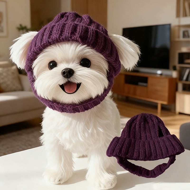 🔥 BUY 2 GET 1 FREE - 🐾Red Wool Knit Dog Beanie with Ear Flaps – Warm Winter Hat