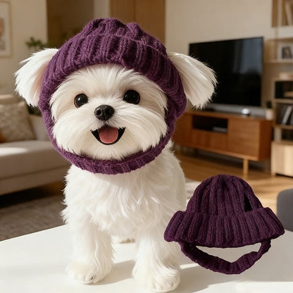 🔥 BUY 2 GET 1 FREE - 🐾Red Wool Knit Dog Beanie with Ear Flaps – Warm Winter Hat