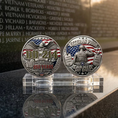 DD-214 Veteran Embroidered Cap with Free Pride Coin