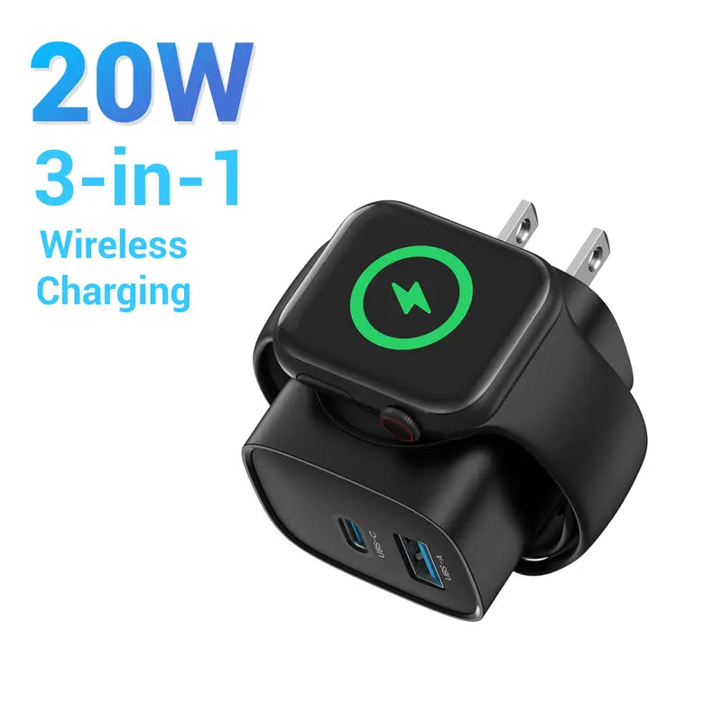 Zorveko 🔋 3-in-1 Magnetic Apple Watch Charger | Fast USB-C Wall Charger 2